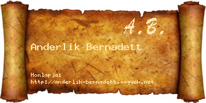 Anderlik Bernadett névjegykártya