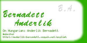 bernadett anderlik business card